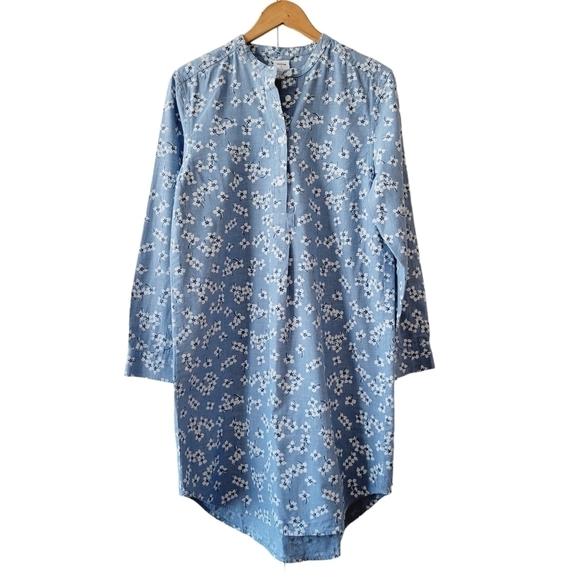 Draper James x Lands' End Blue Floral Long Sleeve Dress - Picture 1 of 9